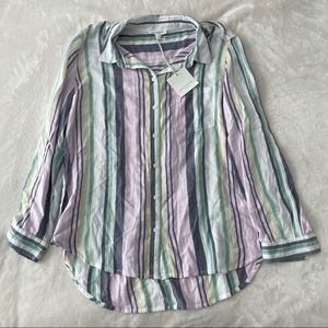 BeachLunchLounge pastel stripe button-down shirt L